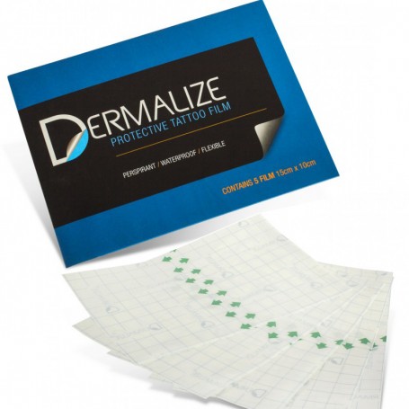 Dermalize Protective Tattoo Film - Pack of 5 Pre-Cut 15cm x 10cm