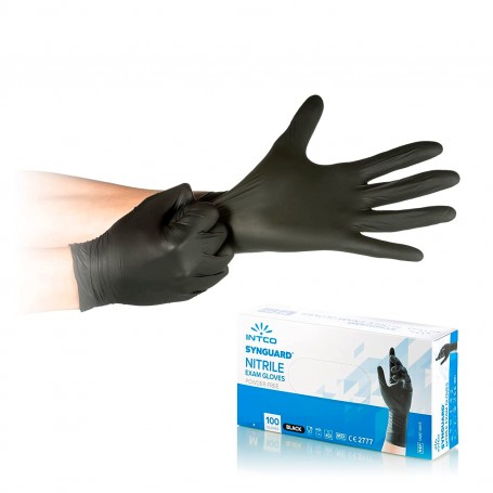 Intco Synguard Guanti Neri in Nitrile - Qualità Premium - S