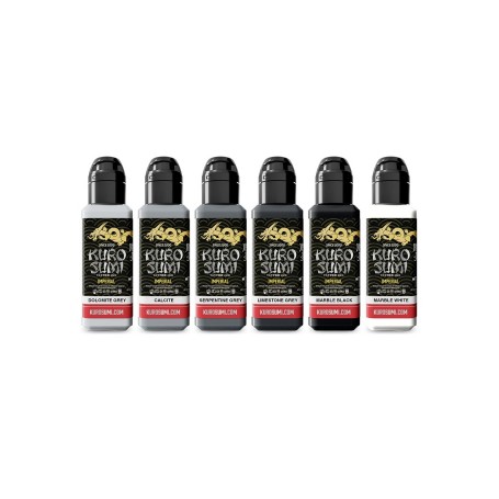 Set Kuro Sumi Imperial Tattoo Ink - Marble Stone - 6X 44 ml