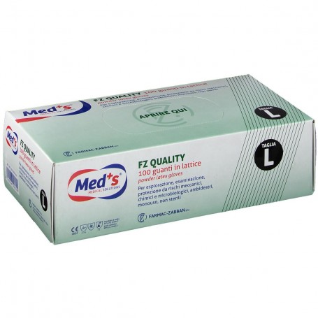 Med+S® FZ Quality - 100 Guanti in Lattice Bianco Naturale - L
