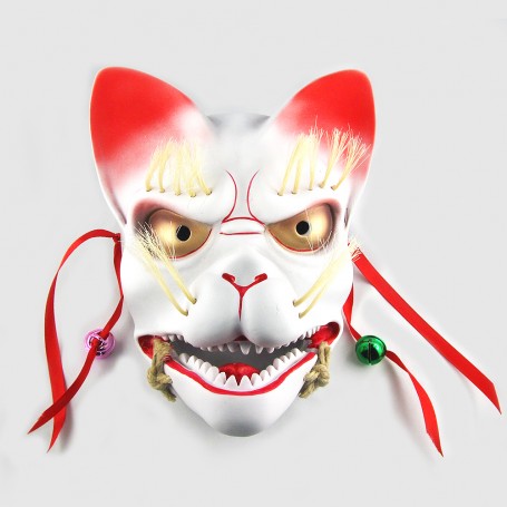 Maschera in ceramica Kitsune Dipinta a mano