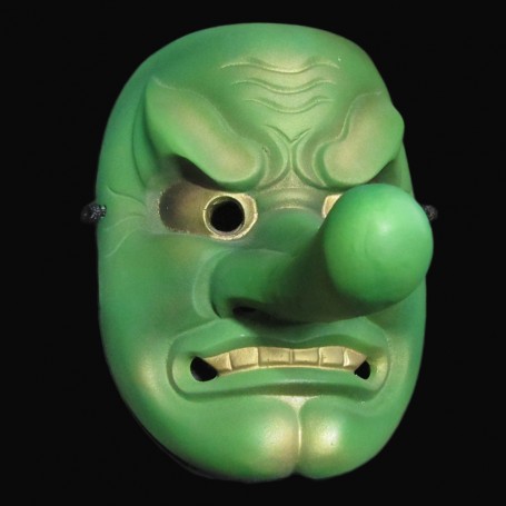 Maschera in ceramica Tengu Dipinta a mano Green